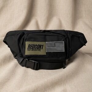Redcon1 Tier Operator Tactical Waist Pack Black Canvas Fanny Bag with Patches